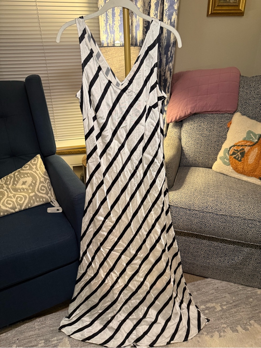 Black & White Stripe Loft Slip Maxi Dress - 14P